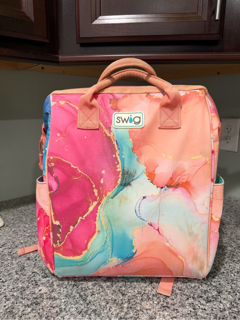 Swig Marble-Print Women’s Backpack Cooler